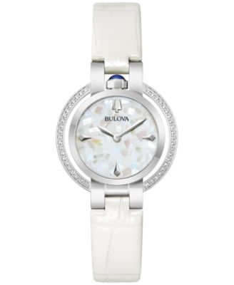 Bulova - Women's Rubaiyat White Leather Strap Watch 31mm