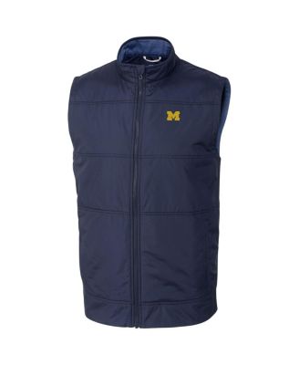 Cutter & Buck - Men's Navy Michigan Wolverines Stealth Full-Zip Vest