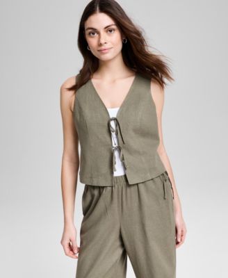 And Now This - Women's Striped Tie-Front Vest