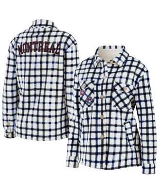 WEAR by Erin Andrews - Women's  Oatmeal Montreal Canadiens Plaid Button-Up Shirt Jacket