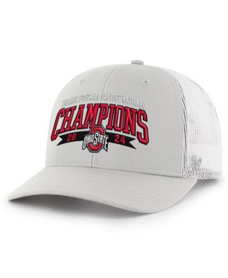 '47 Brand - Men's Gray Ohio State Buckeyes College Football Playoff 2024 National Champions Helmet Trucker Adjustable Hat