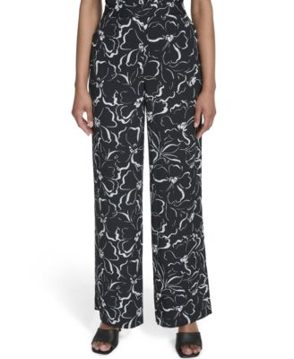 Halston - Women's Floral-Print Pull-On Pants