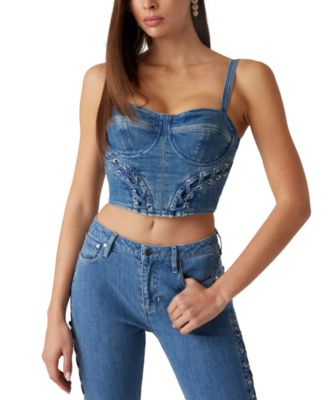 GUESS - Women's Lace-Up Marsy Bustier Top