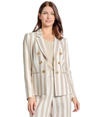 Jones New York - Women's Striped Open-Front Blazer