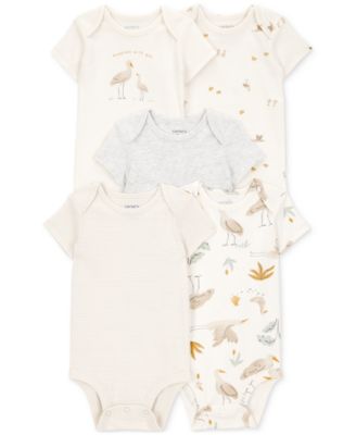 Carter's - Baby Striped Birds Short-Sleeve Bodysuits, 5 Pack