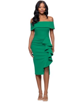 Betsy & Adam - Women's Ruffled Off-The-Shoulder Sheath Dress