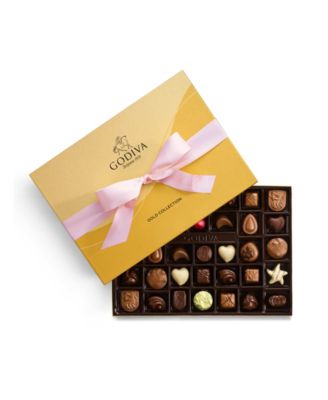 Godiva - 36pc Gold Ballotin Solid Pink Ribbon