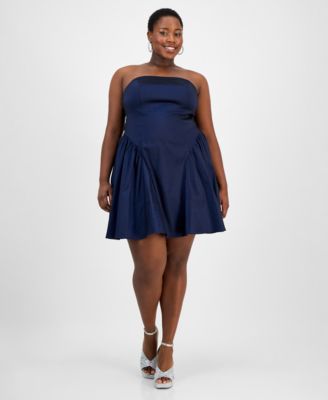 Emerald Sundae - Trendy Plus Size Strapless Taffeta Dress