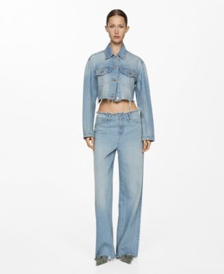 MANGO - Women's Denim Frayed Hem Jacket