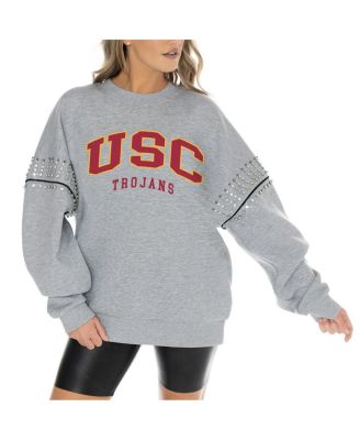 Gameday Couture - Women's  Heather Gray USC Trojans Competitive Edge Oversized Fleece Pullover Sweatshirt