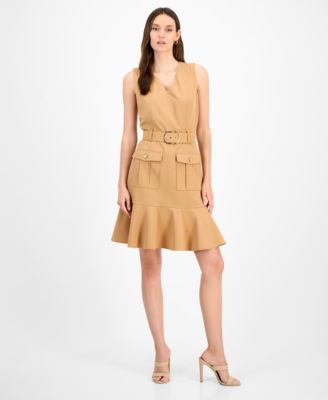 Tahari ASL - Women's Belted Sleeveless Fit & Flare Dress