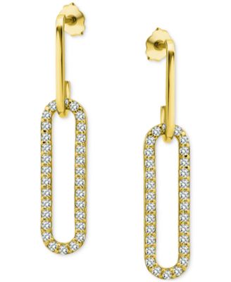 Giani Bernini - Cubic Zirconia Oval Paperclip Link Drop Earrings