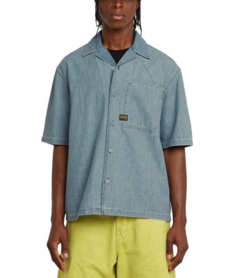 G-Star Raw - Men's Relaxed Fit Short Sleeve Chambray Button-Front Camp Shirt