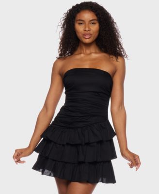 Alex & Sophia - Juniors' Strapless Tiered-Hem Mini Dress