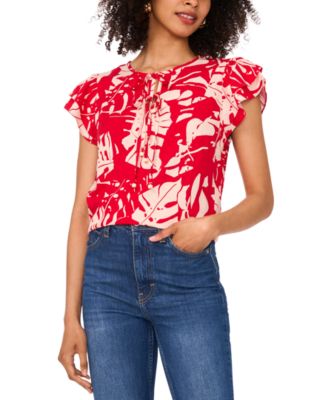 Sam & Jess - Women's Printed Flutter-Sleeve Top