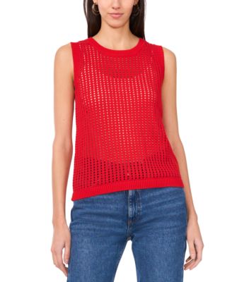 Sam & Jess - Women's Open-Knit Crochet Crewneck Tank Top