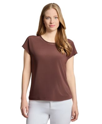 Jones New York - Women's Crewneck Short-Sleeve Top