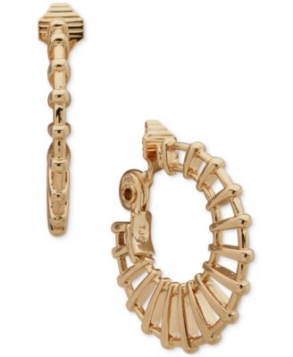 Anne Klein - Gold-Tone Medium Openwork Clip-On Hoop Earrings, 1.3"