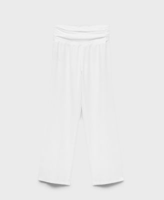 MANGO - Women's Draped Waist Linen Trousers
